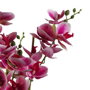 Plante artificielle de fleur d'orchidée 70cm jardinière en céramique noire rose foncé 4
