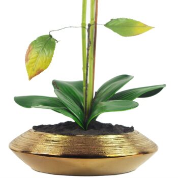 Plante artificielle de fleur d'orchidée 70cm jardinière en céramique d'or rose foncé 2
