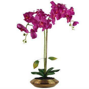 Plante artificielle de fleur d'orchidée 70cm jardinière en céramique d'or rose foncé 3