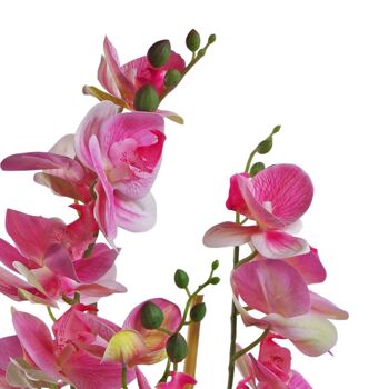 Plante artificielle de fleur d'orchidée 70cm jardinière en céramique noire rose 3