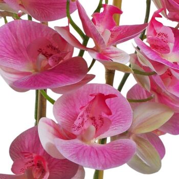 Plante artificielle de fleur d'orchidée 70cm jardinière en céramique noire rose 4
