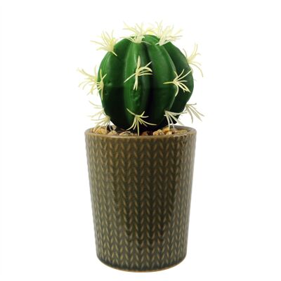 Planta Artificial Macetero de Cerámica Macetero de Piedra Cactus 17cm