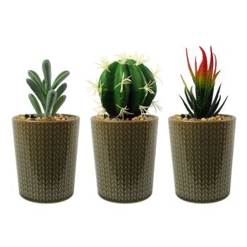 Plante artificielle jardinière en céramique jardinière en pierre Cactus 17cm 2