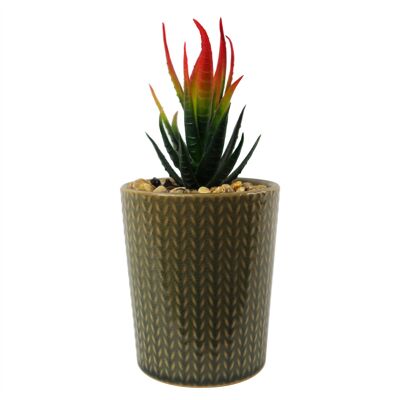 Planta Artificial Macetero de Cerámica Macetero de Piedra Dracaena Roja 18cm