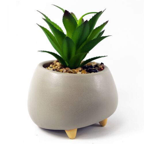 Artificial Plant Ceramic Planter Succulent Grey 15cm