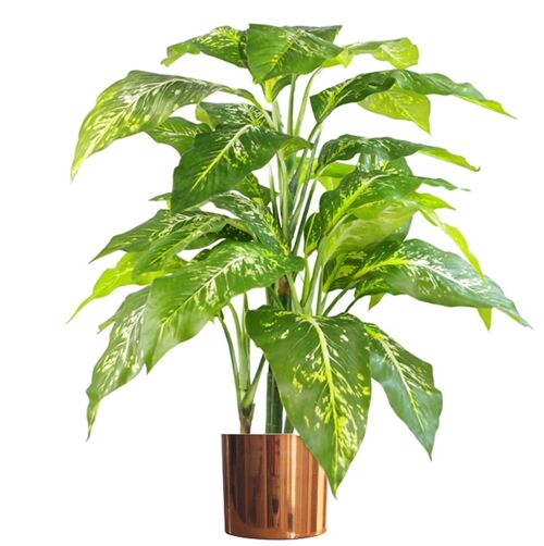 Artificial Plant Tree Copper Planter 100cm Aglaonema Leaf