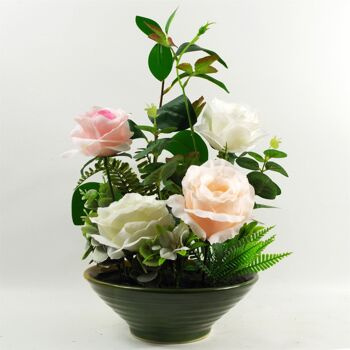 Jardinière en céramique vitrée par 35 cm de l'usine artificielle de fleur de rose 1