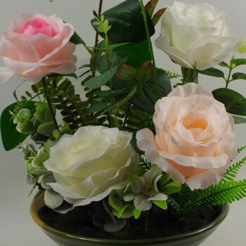 Jardinière en céramique vitrée par 35 cm de l'usine artificielle de fleur de rose 2