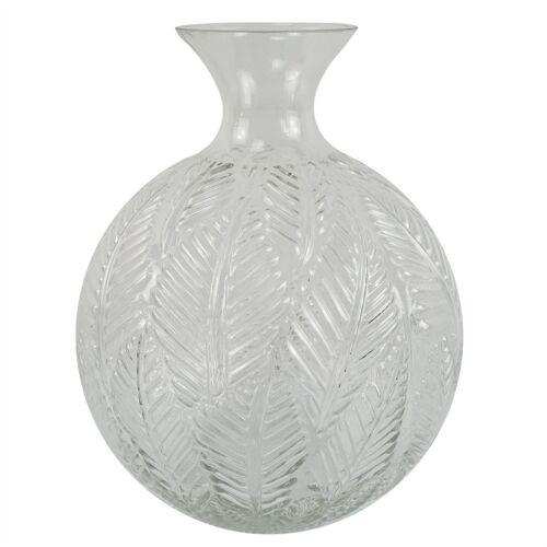 Glass Vase Clear Fern Print Glass Bottle Vase 26cm