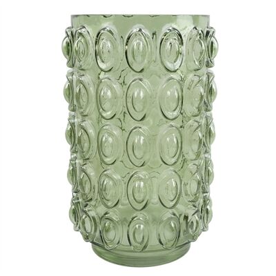 Vase en verre vert rétro à bulles 30 cm