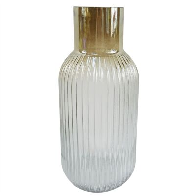 Glass Vase Ridged Ombre Glass Vase 34cm