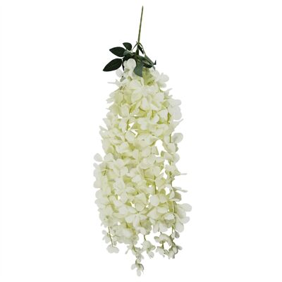 Hanging Wisteria Flowers in White 80cm