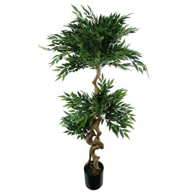 Japanischer KÜNSTLICHER BAUM XL Fruticosa Ficus Baum Kunststofftopf 160 cm
