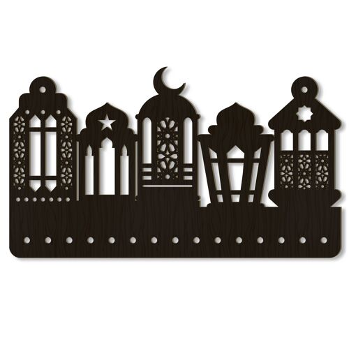 Holzaufhängung für Ramadan Kalender | Laternen schwarz