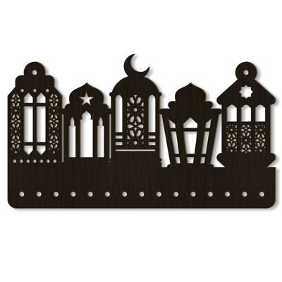 Colgante de madera para el calendario de Ramadán | Linternas negras