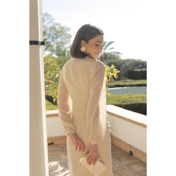 Robe Nila crème avec détail manches en mousseline pour femme 4