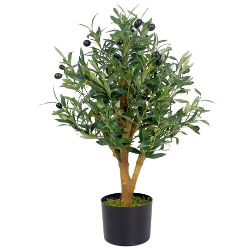Artificial Olive Tree in Black Plastic Pot 65cm Trunk