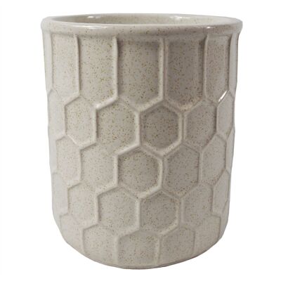 White Honeycomb Ceramic Planter