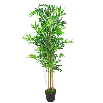 Plante artificielle en bambou, jardinière argentée, 120cm, vraies cannes 3