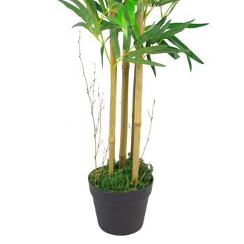 Plante artificielle en bambou, jardinière argentée, 120cm, vraies cannes 4