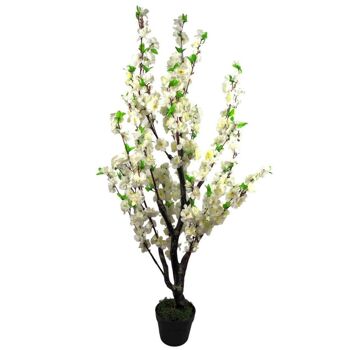 Arbre à fleurs artificielles blanc 120 cm, plantes blanches