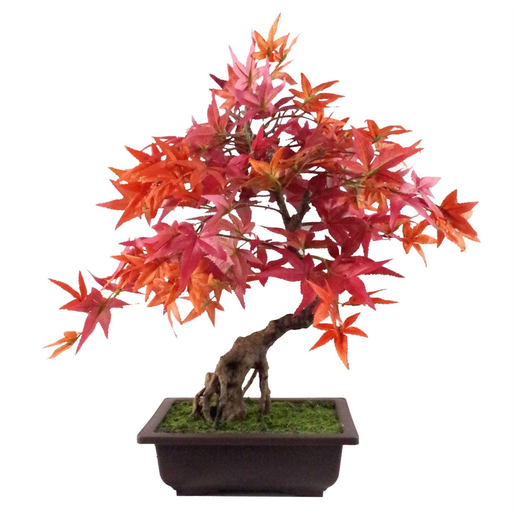 Künstlicher Bonsai-Baum, 50 cm, rote Acer-Desktop-Pflanzen