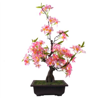 Künstlicher Bonsai-Baum, 60 cm, rosa Kirsche, Desktop-Pflanzen