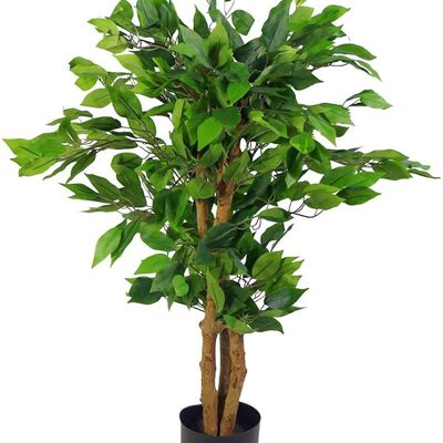 Planta de árbol de Ficus artificial, tronco de hoja perenne de 90cm