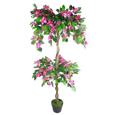 Albero di piante di fiori artificiali, tronco di rododendro rosa da 140 cm