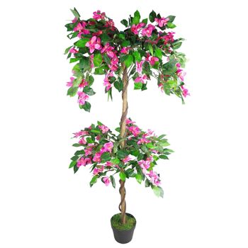 Arbre à fleurs artificielles, 140cm, tronc de rhododendron rose