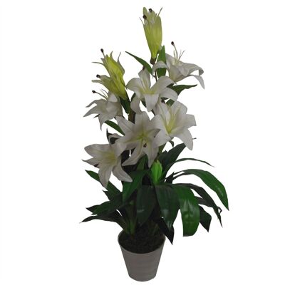 Fiore artificiale pianta albero 90 cm giglio bianco fioriera da 90 cm