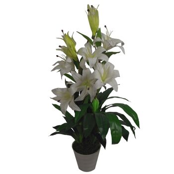 Arbre à fleurs artificielles, 90cm, lys blanc, jardinière 90cm