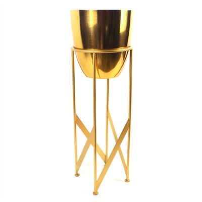 Macetero de metal dorado de 55 cm de alto diseño