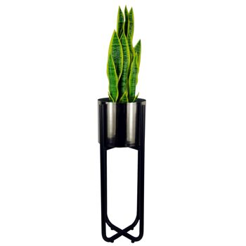 Jardinière en métal Pot de plante en métal noir argenté 62 cm x 18 cm 2