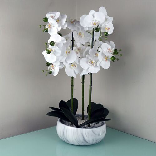Orchid White - Marble Effect  Ceramic Planter