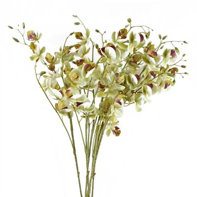 Packung mit 6 x künstlichen Blumen, cremefarben, Mini-Orchideenstiel, 80 cm