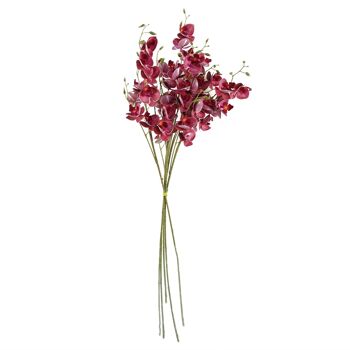 Pack de 6 x Fleurs Artificielles Mini Orchidée Rose Foncé Tige 80cm 3