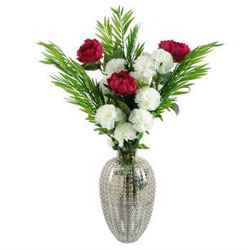 Pack de 6 x Fleurs Artificielles Pivoine Rose Foncé Tige 80cm 8