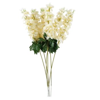 Pack de 6 x Fleurs Artificielles Delphinium Crème Tige 75cm 2