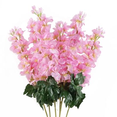 Packung mit 6 x künstlichen Blumen Delphinium, rosa Stiel, 75 cm