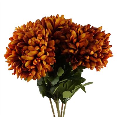 Pack of 6 x Artificial Flowers Extra Large Reflex Chrysanthemum - Orange 75cm