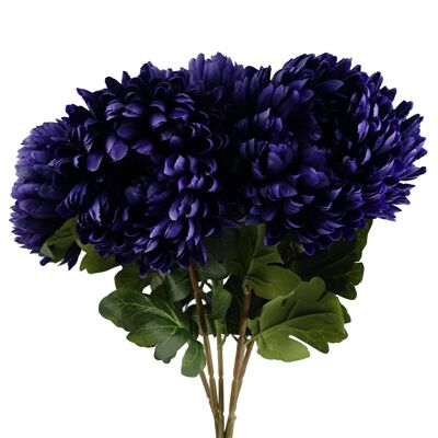 Pack of 6 x Artificial Flowers Extra Large Reflex Chrysanthemum - Purple 75cm