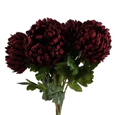 Confezione da 6 fiori artificiali di crisantemo riflesso extra large - rosso 75 cm