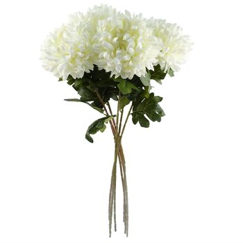 Pack de 6 x Fleurs Artificielles Chrysanthème Réflexe Extra Large - Blanc 75cm 3