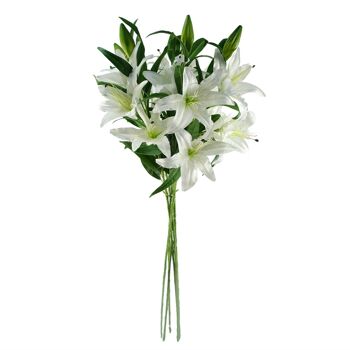 Pack de 6 x Fleurs Artificielles Grande Tige de Lys Blanc - 3 Fleurs 100cm 2