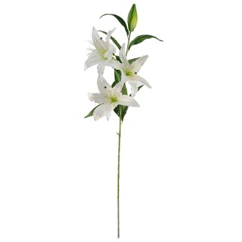 Pack de 6 x Fleurs Artificielles Grande Tige de Lys Blanc - 3 Fleurs 100cm 4