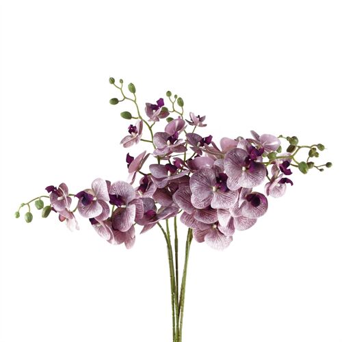 Pack of 6 x Artificial Flowers Phalaenopsis Orchid Purple Stem 100cm