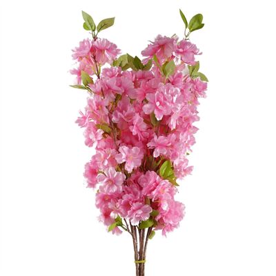 Pack of 6 x Artificial Flowers Pink Blossom Stem 100cm