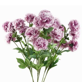 Pack de 6 x Fleurs Artificielles Oeillet Rose Tige - 4 Fleurs 70cm 1