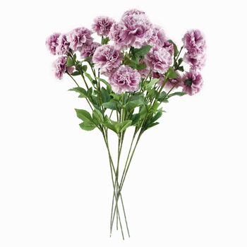 Pack de 6 x Fleurs Artificielles Oeillet Rose Tige - 4 Fleurs 70cm 2